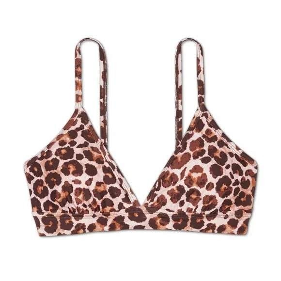 Kona Sol Womens XL Leopard Print Bikini Set Triangle Top Hipster Bottom Brown - Picture 2 of 9